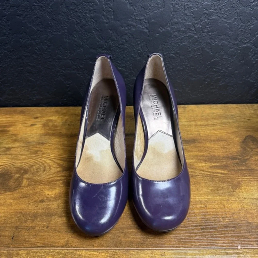 Michael Kors‎ Flex Purple Leather Round Toe Stiletto Pumps Womens Size 6.5M